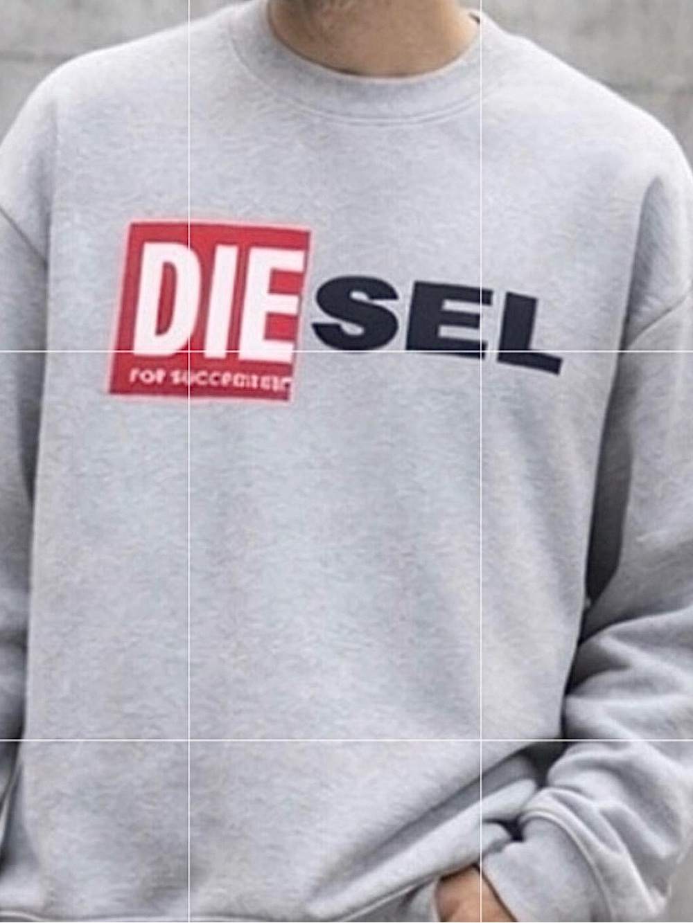 Diesel Oversized Logo Sweatshirt Heather Gray Graphic Crewneck Small